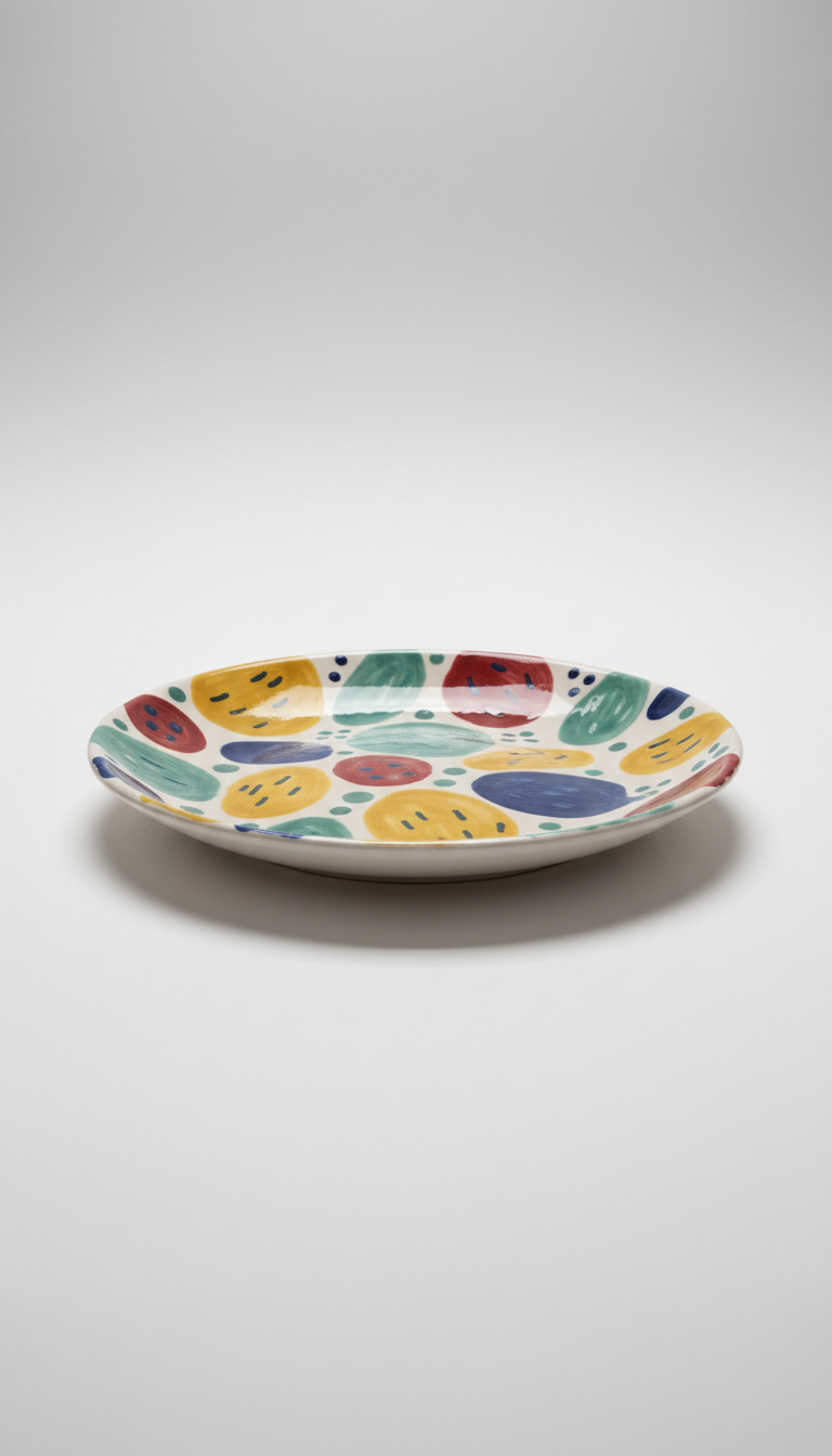 Patterned Plate with Hand-Painted Swirls